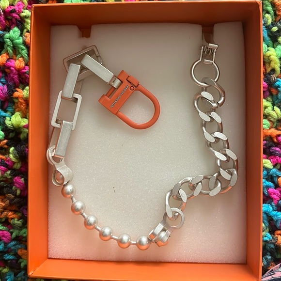🎉Host Pick 🎉 💕. Heron Preston Multi Chain Necklace Silver Orange Brand New - Picture 3 of 10